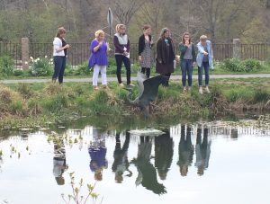 Water Inquiry group observing pond in botanic garden