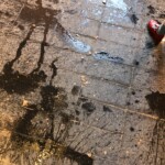 Instead of splashing, the children opted to pour cups of water on the ground to mimic the shapes of water droplets.