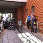We poured tubs of water down a ramp to mimic the shape of a river cutting through a landscape.